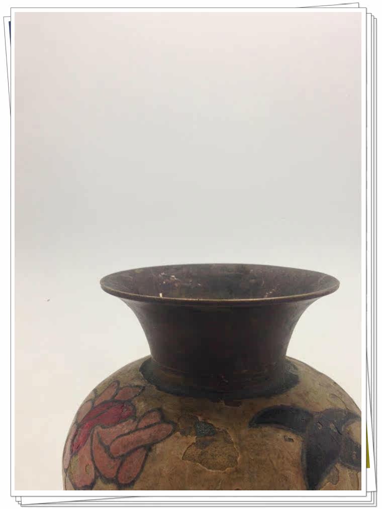 Камеры 西洋收藏312977彩漆花瓶二手铜工艺摆件软装回流金属器艺术品礼品