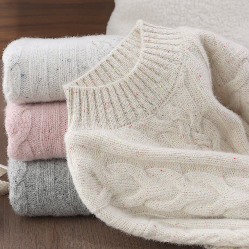 Children's Pure Wool Sweater with Half-High Collar, Boys' and Girls' Thick Cable-Knit Sweater, Girls' Pullover, Baby Base Layer, for Older Children