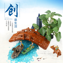Sensen fish tank oking handicraft aquarium cloth view fish boat ceramic pendulum fake mountain decorations small landscape