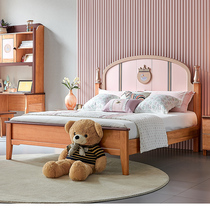 Full solid wood childrens bed Girl 1 35 m princess bed Sandwood light luxury bed single bed 1 5m high box solid wood bed