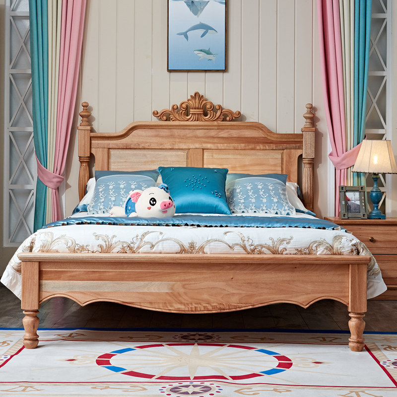 American children's bed Boy bed 1 2 meters single bed Sandalwood Full solid wood 1 5m Prince children's bed combination