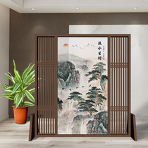  New Chinese style screen partition Solid wood home modern living room entrance office Hotel mobile fence hollow seat screen