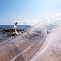 10 meters long veil studio wedding photography White red black floating yarn Location travel shooting seaside shooting plain yarn