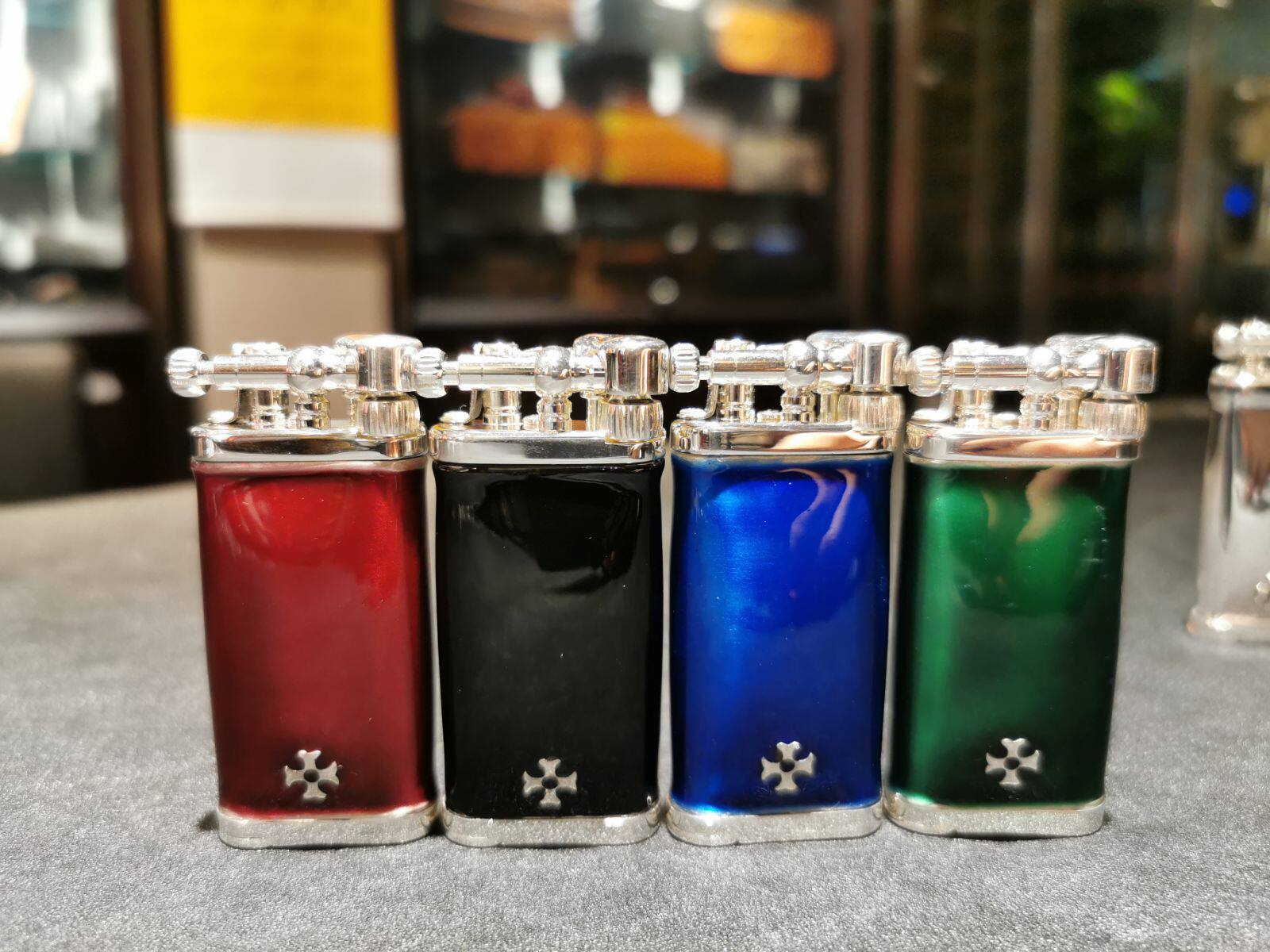 Germany imported cross anchor Sillems sterling silver pipe lighter oblique fire belt pressure stick to send elder gifts