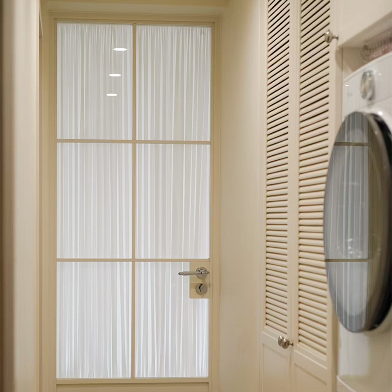 French-Style Blackout Sand Curtain for Bathroom Glass Door, Magic Tape Curtain for Blocking Door, Cabinet Door Glass Curtain