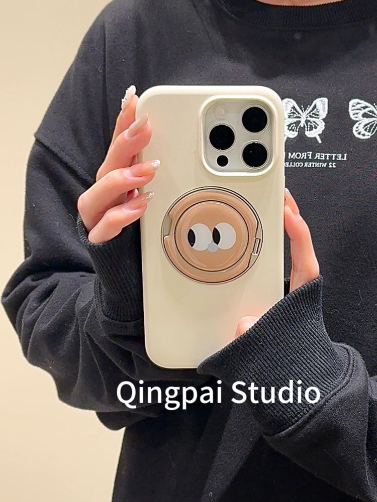 Lightweight Liquid Silicone Case with Built-In Folding Stand, Suitable for Apple 16 Pro Max Phone Case, iPhone 13 New Model, 15 Pro Women's Model, 14 Solid Color, ins High-End Simple Niche Full-Cover Hard Case