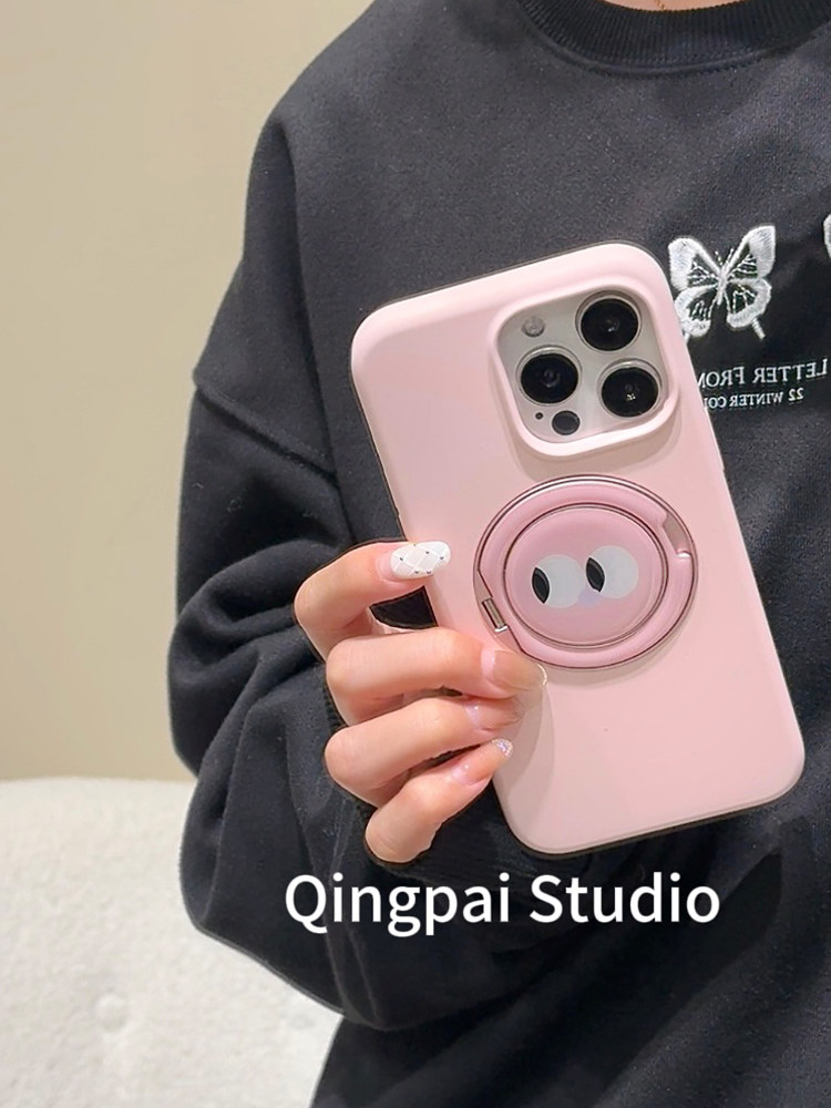 Lightweight Liquid Silicone Case with Built-In Folding Stand, Suitable for Apple 16 Pro Max Phone Case, iPhone 13 New Model, 15 Pro Women's Model, 14 Solid Color, ins High-End Simple Niche Full-Cover Hard Case