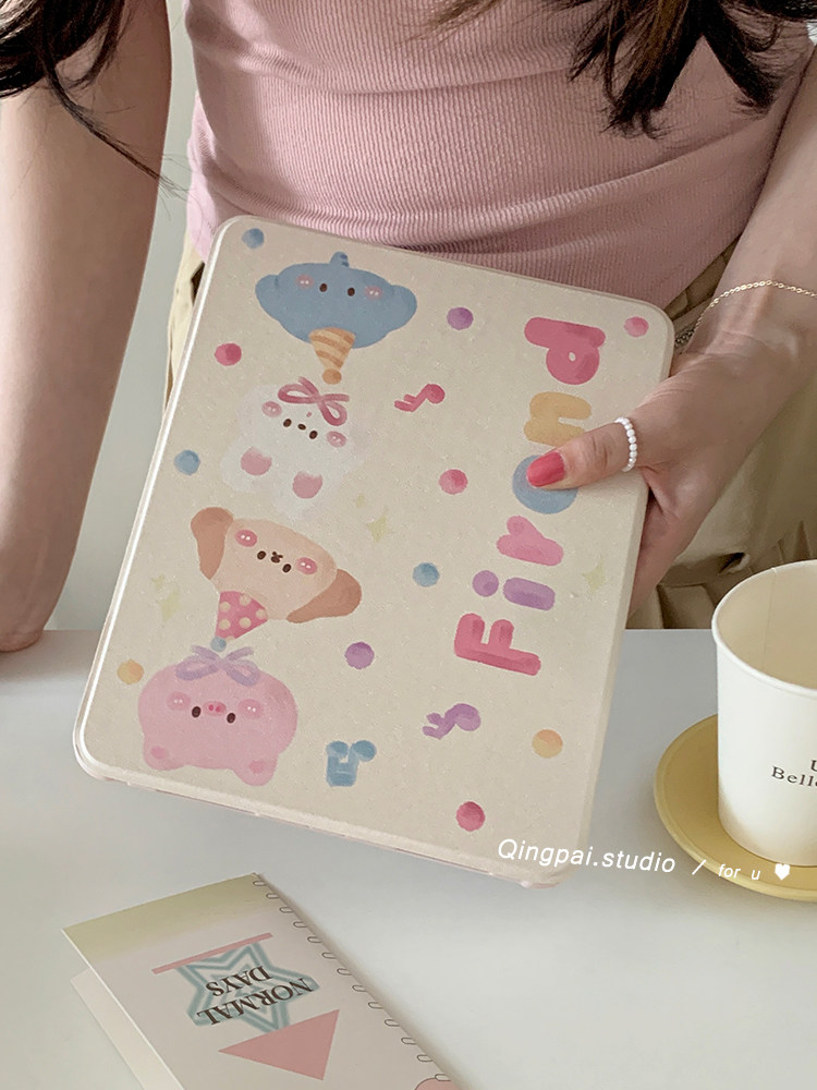 Lightweight Applicable iPad Protective Case New Pro Cover Graffiti Animal Air4/5 Apple iPad Tablet Protective Case 9 Magnetic Suction 10 Pen Slot 360-Degree Rotating Stand 2022 Version 12.9inch