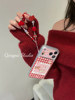 Lightweight New Year Red Plaid Pony with Chain Suitable for Apple 17 Pro Max Phone Case iPhone 16 Pro New Model 15 Women's Model 14 Silver Frame Large Window 13 Cartoon Full-Cover Hard Case