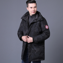 Fat mans long cotton coat mens fat plus size loose hooded camouflage sports cotton jacket fat guy winter cotton padded jacket tide