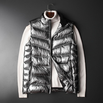 Fat plus size vest mens coat fat man warm stand collar down cotton clothes vest sleeveless horse clip mens waistcoat