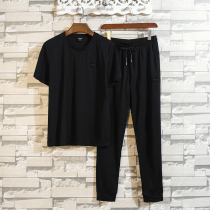 Spring and summer mens short sleeve trousers Sports and Leisure set mens fat loose fat plus size fat man two-piece men