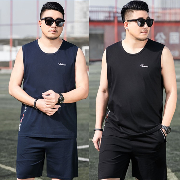 Summer tide fat cotton loose extra large sleeveless T-shirt plus fertilizer plus size male vest fat guy sports breathable waistcoat