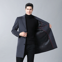 Autumn plus fat plus size mens windbreaker extra-large medium long woolen jacket fat man tweed jacket man