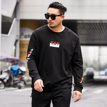 Spring new fat plus size sports clothes men fat long sleeve cotton round neck T-shirt extra large base shirt