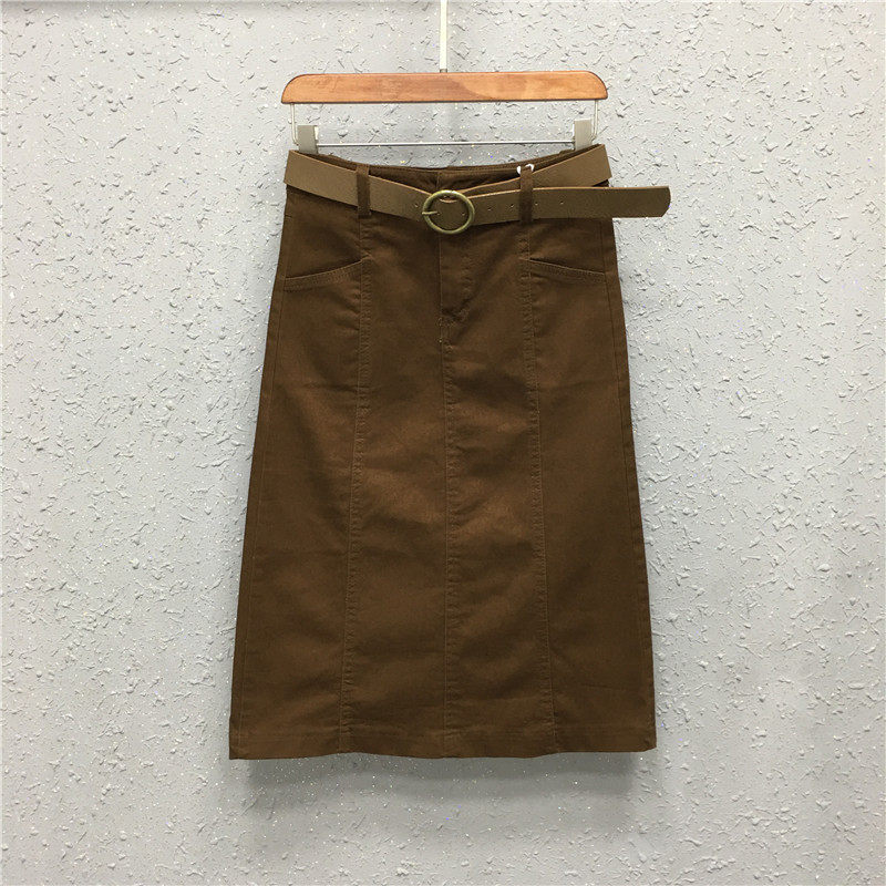 Stretch denim skirt 2022 spring new high waist slim medium and long version back split one-step hip small a skirt