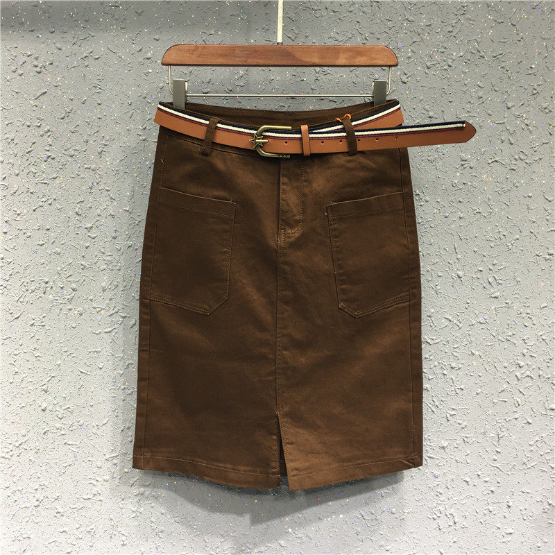 Elastic Denim Half Body Skirt Woman Summer 2022 Spring Dress New Body Slim Fit Slim Pocket Open Fork Step Bag Hip skirt