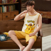 Bộ đồ ngủ Mens Summer bông không tay Vest Quần soóc Home Mang Mens Summer mỏng có thể mặc bộ quần áo phim hoạt hình. 