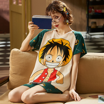 Pajamas women spring summer days cotton short sleeve cartoon students two-piece set thin cute fresh and sweet home clothes