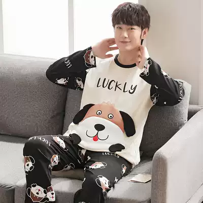 Pajamas men's autumn cotton 2021 new large size long-sleeved trousers casual wearable home clothes summer cartoon trend