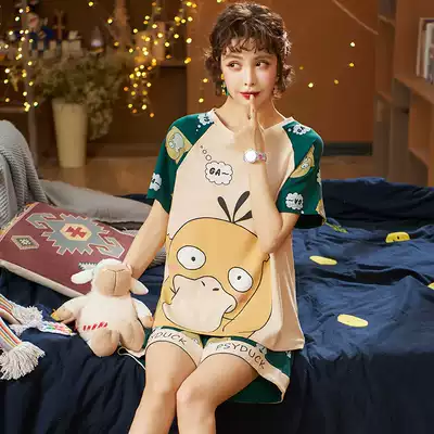 Pajamas women's pure cotton short-sleeved cute 2020 new Korean version of the net red home clothes suit summer thin personality trendy clothes