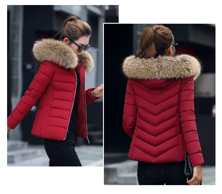 Mùa đông mới phiên bản Hàn Quốc của cotton xuống cổ áo ngắn nữ cổ áo mỏng mỏng mỏng dày lớn áo bông dày áo phao lót lông cừu