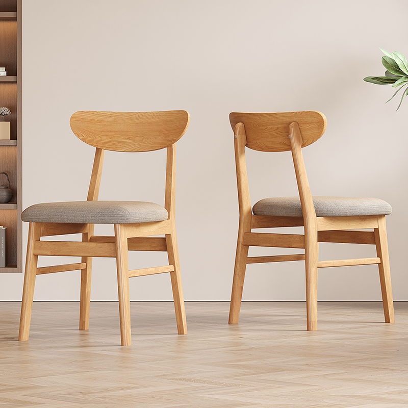 Nordic Solid Wood Dining Table and Chairs, Oak Simple Dining Room Hotel Homestay Home Use Soft Backrest Desk Chair Natural Wood Stool