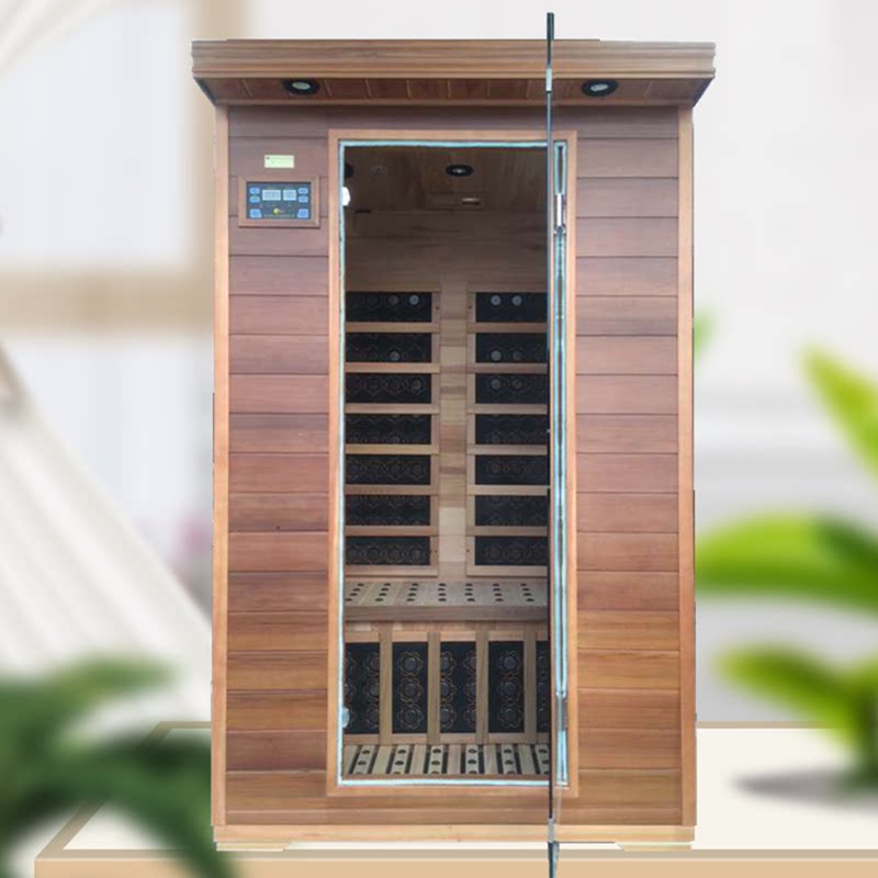 Red cedar carbon board room home single double tourmaline stone sweat steam room far infrared nano sweat sauna box