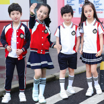 Kindergarten garden clothes Spring and Autumn British style pure cotton primary school uniforms Summer childrens sports suits three or four sets