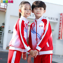 Boys and girls spring and autumn clothes 2021 new primary school students clothes foreign style leisure Chinese character childrens sportswear set