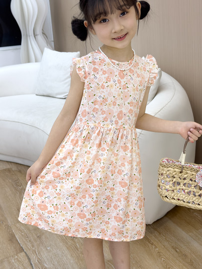 Silk Dress for Older Girls, Children's Silk Dress, Floral Long Dress for Kids, Summer Baby Girl Tank Dress