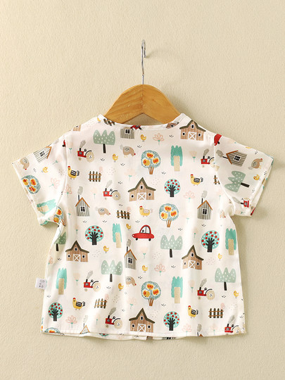 Silk Boys' Suit Children's Baby Silk Short-Sleeve Shorts Summer Two-Piece Set for Older Children Thin Outerwear