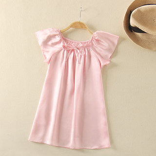 Mulberry Silk Children's Silk Nightgown, Short-Sleeved Pajamas for Older Girls, Princess Dress, Summer Girls' Loungewear