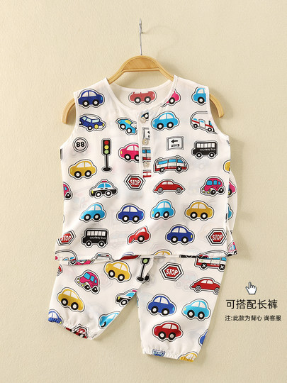 Silk Vest for Boys in Summer, Loose-Fitting Undershirt for Babies, Sleeveless T-Shirt for Children, Thin Style