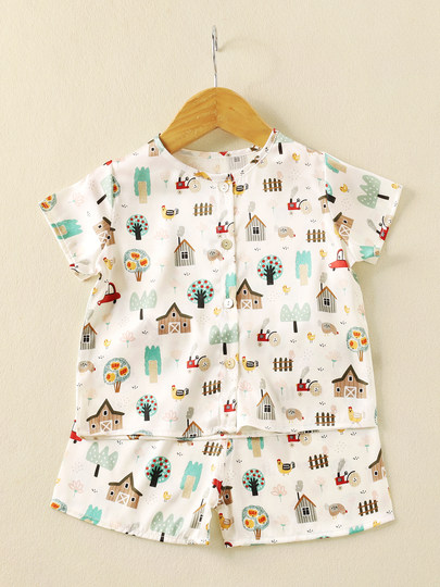 Silk Boys' Suit Children's Baby Silk Short-Sleeve Shorts Summer Two-Piece Set for Older Children Thin Outerwear