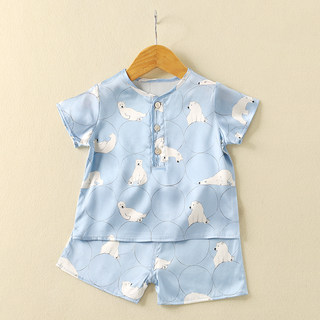 Boys' Silk Suit, Mulberry Silk Children's Short-Sleeved Top and Shorts, Stylish Summer Outfit, Baby Two-Piece Suit, Thin Style