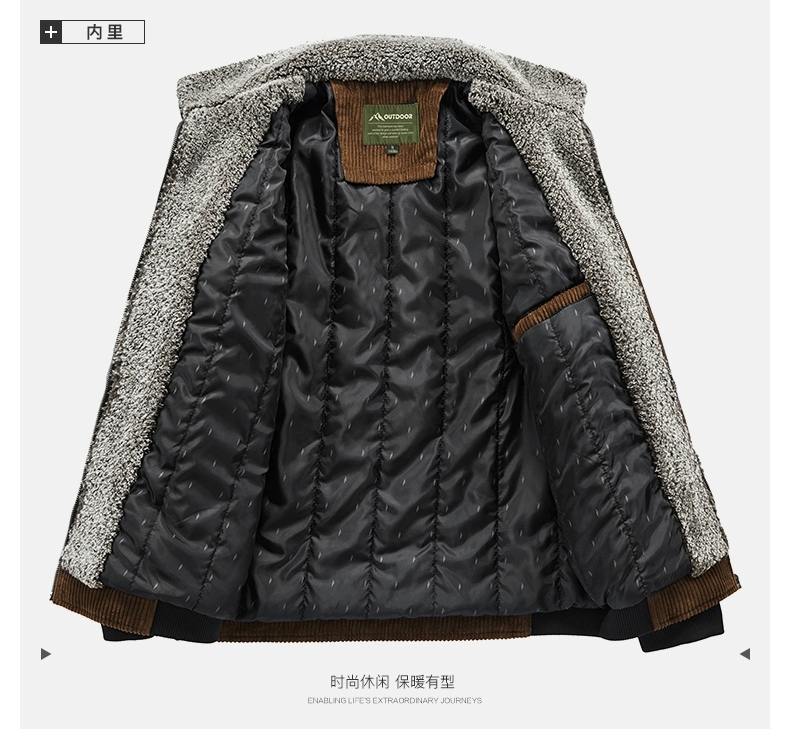 Mùa đông 2019 Thời trang nam cộng với áo khoác nhung dày, áo khoác cotton mỏng cho nam - Trang phục Couple