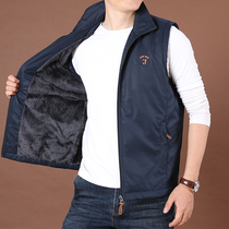 Winter men plus velvet thick warm large size loose vest men outdoor quick-drying stand collar mens padded vest tide