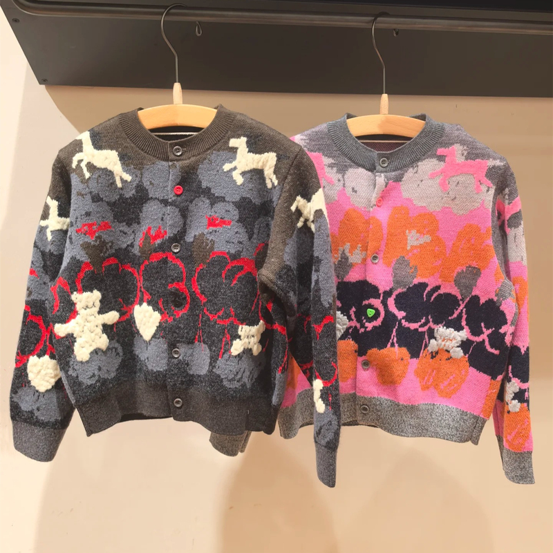 In-Stock Children's Clothing 25 Autumn/Winter New Wool Cardigan Sweater for Boys and Girls Casual Knitwear Children's Sweater