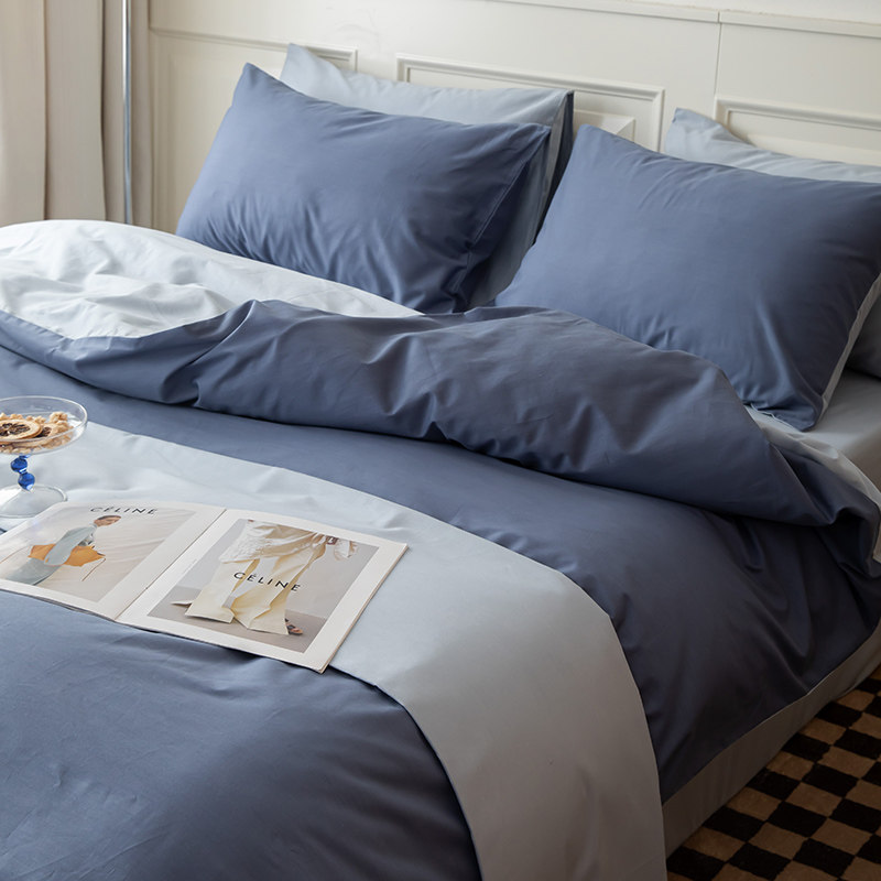 Four Pieces Bed Group Pure Cotton Full Cotton All Season Universal Pure Color Vegetarian Color Quilt Cover Quilt Cover Four Pieces Full Cotton Bed Hat