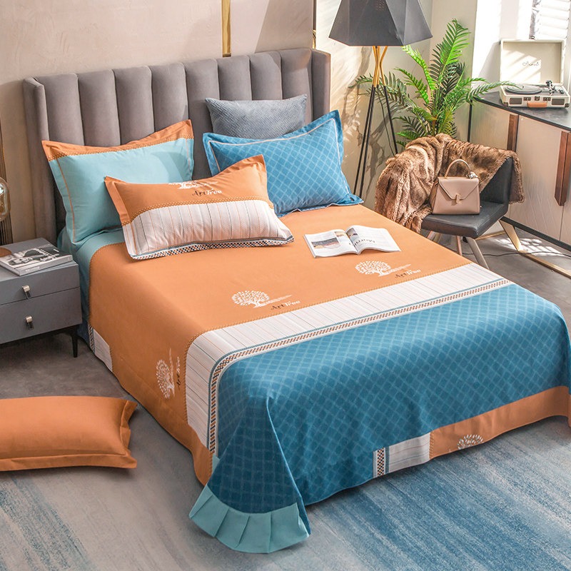 Autumn-winter all-cotton mill wool sheet single piece by single double pure cotton sheet thickened 100 full cotton sheet pillowcase 2 pieces