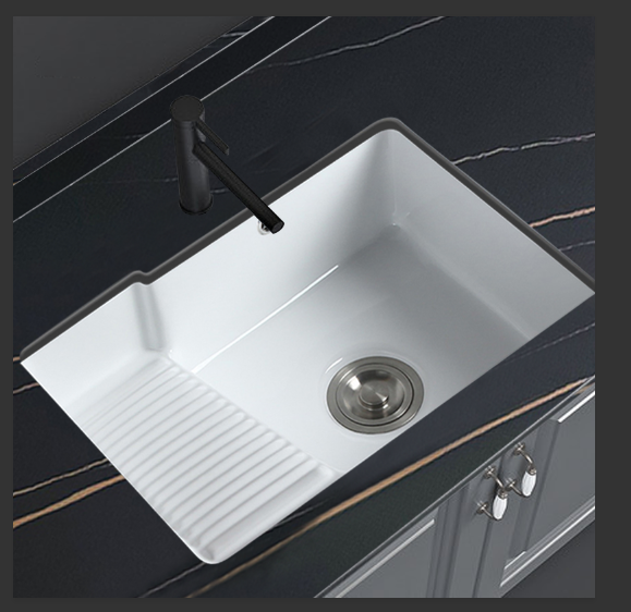 Music and pastoral stage Laundry basin Embedded washbasin with washboard small width narrow side ceramic washbasin balcony