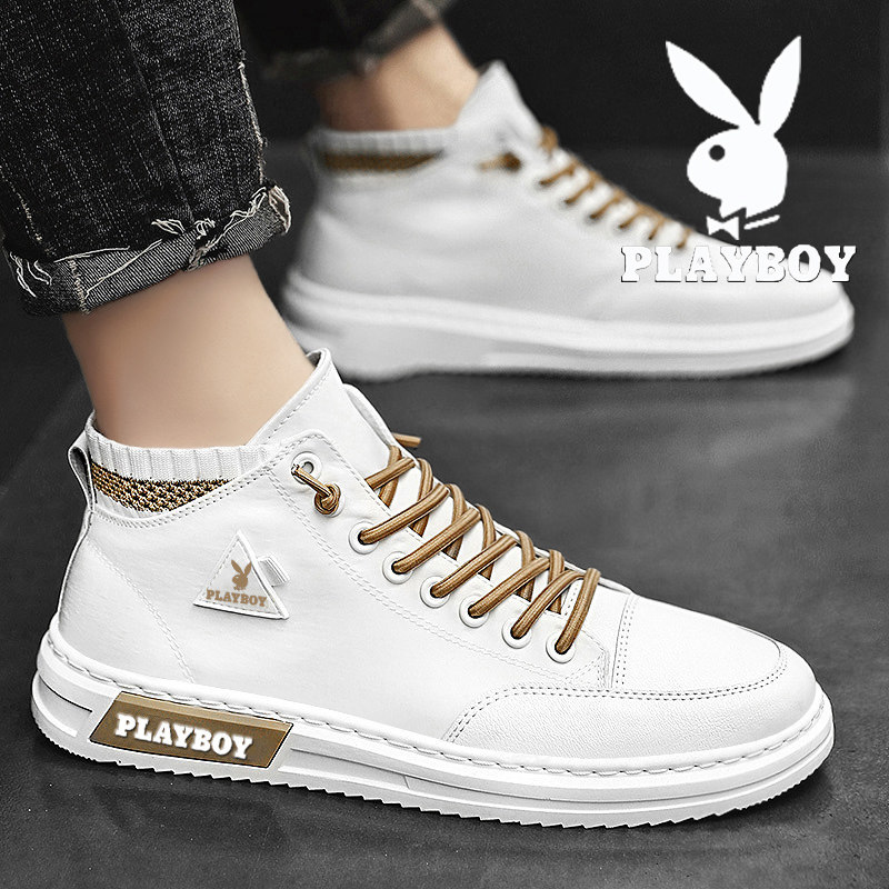 Flowers Playboy Men Shoes 2022 New Tide Summer Canvas Board Shoes Men 100 Hitch Small White Shoes Sports High Cylinder Tide Shoes