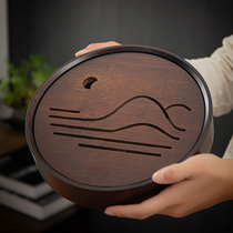 Solid wood tea tray Home tray Small new Chinese Gongfu tea with dry foam table storage type retro windy brief round