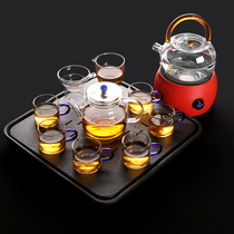 Kang Yun transparent glass tea set kung fu tea cup teapot home simple tea maker thickened heat-resistant combination