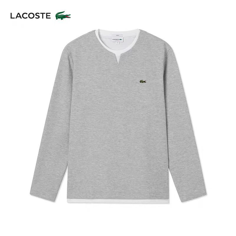 Lacoste French Crocodile Couple's New Autumn 25 Style Fake Two-Piece Round Neck Long-Sleeved T-Shirt | Th2589