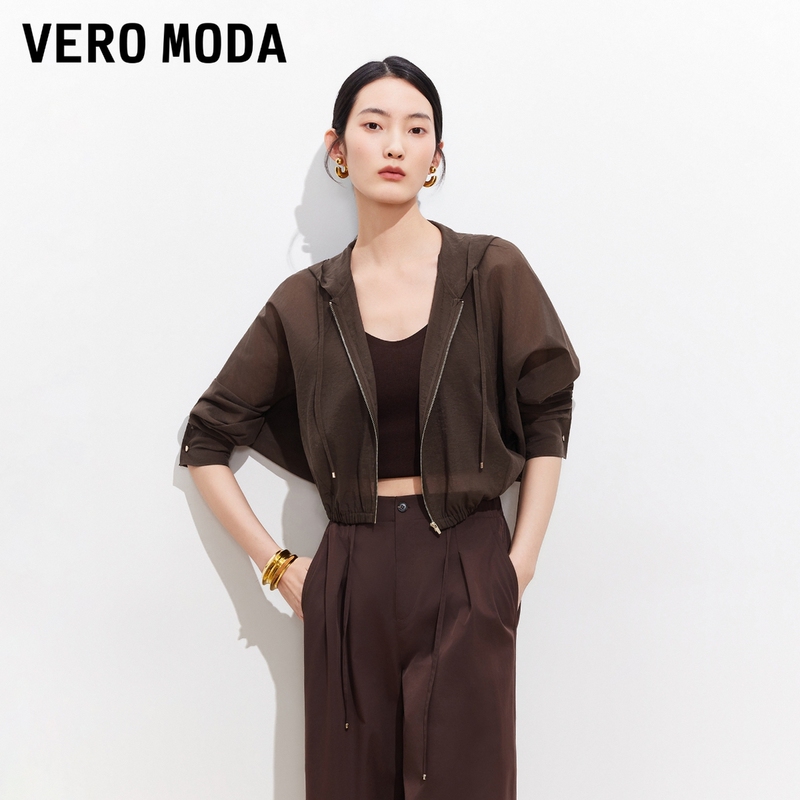 Vero Moda Jacket Women's 2026 Summer New Style Elastic Hem Hooded Drawstring Short Jacket 326217003