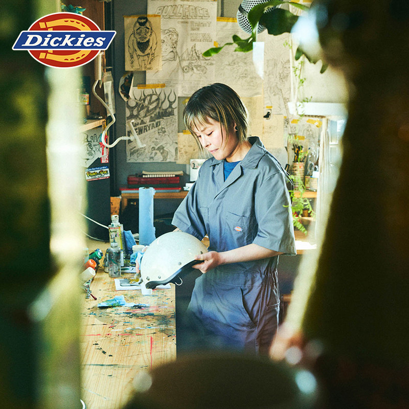 Dickies Autumn Workwear Casual Short-Sleeved Jumpsuit Long Pants Two-Way Zipper Jumpsuit Men's Bottoms Dk011765-Xin