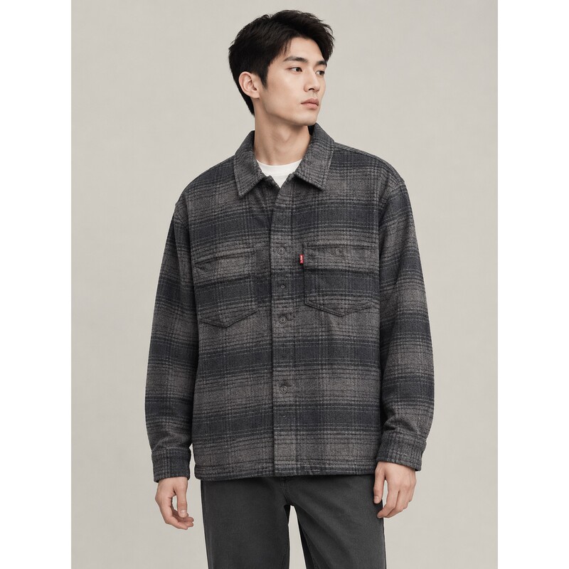 Levi's Men's Autumn and Winter Retro Plaid Long-Sleeved Shirt Jacket 007Si-0000