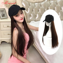 Wig female long straight hair hat fashion net red full headgear natural black long straight one summer new hair cover